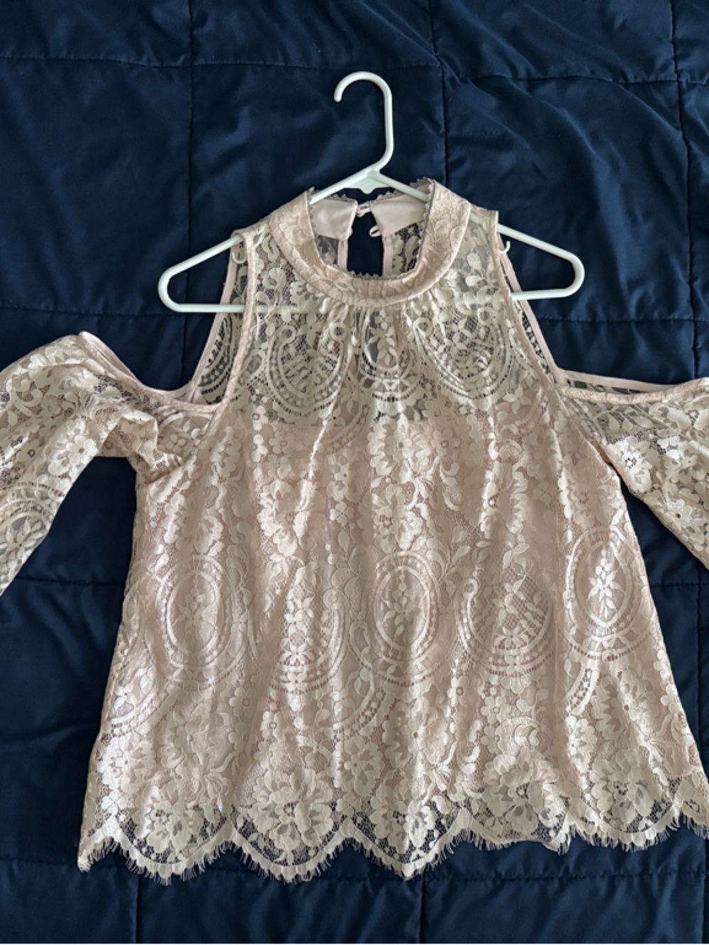 Nanette Lepore Blush Lace Cold-Shoulder Top
